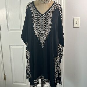 Johnny Was Cape PONCHO Lightweight Flowy Long Boho Embroidered Large Aztec EUC